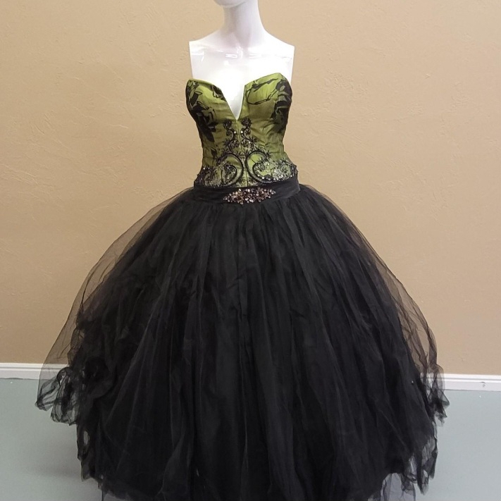 Maggie Sottero Strapless Black And Green Gown